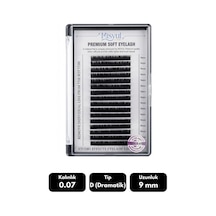 Misyul 0.07d Dramatik Kıvrım 9 Mm Soft Eyelash Doğal İpek Kirpik 16'lı