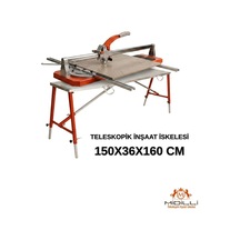 Alüminyum Gövdeli Çelik Ayaklı Teleskopik Katlanır İnşaat İskelesi - 400 Kg Taşıma Kapasitesi 150x36x160cm
