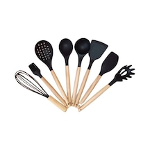 Qerhome 8 Parça Siyah Kepçe Seti Mutfak Servis Seti Siyah