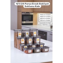 12'li 24 Parça Erzak Bakliyat Baharatlıksaklama Kabı Seti - Hava Geçirmez Kapaklı Kiler Düzenleyici Gri - 749831760 Gri
