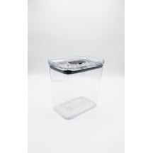 Softchef Click'n Fresh Hava Geçirmez Dikdörtgen Plastik Erzak Kabı 2100 Ml - Vakumlu Tek Tuş Kapaklı Şeffaf Plastik Bakliyat, Un Ve Şeker Saklama Kabı, Bpa İçermez 10,5x16x17cm