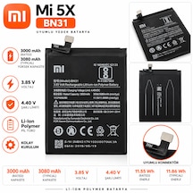 Xiaomi Mi 5x Uyumlu Bn31 3080 Mah Li-ıon Polymer Batarya