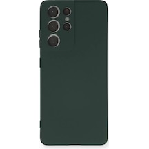Newface Samsung Galaxy Uyumlu  S21 Ultra Kılıf Nano İçi Kadife Silikon - Koyu Yeşil
