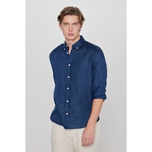 Lee %100 Keten Regular Fit Erkek Gömlek L2510549410 Lacivert