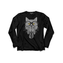 Hıpster Cat Hipstır Kedi Wıth Glasses Gözlük 2 Uzun Kollu Tişört (512925494)