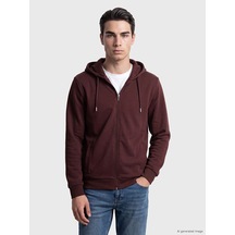 Lcwaıkıkı Classic Bordo Kapüşonlu Erkek Fermuarlı Sweatshirt