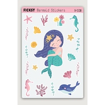 Sevimli Deniz Kızı Sticker Seti - 21 Adet Etiket Çıkartma Diğer
