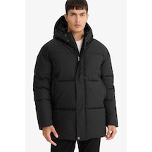 Defacto Su İtici Regular Fit Kapüşonlu Cepli Astarlı Rüzgar Geçirmez Fermuarlı Dolgulu Parka F3815AX25WN Siyah