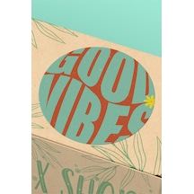 Good Vibes Motive Edici Yuvarlak Sticker Etiket 3x3cm St2401 Çok Renkli