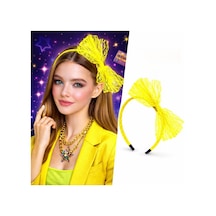 80 Ler 90 Lar Neon Sarı Dantel Taç Fiyonklu Çocuk