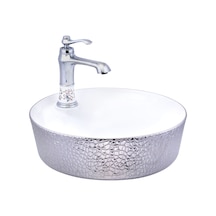 İsaoğlu Yapı Çanak Lavabo Beyaz Gri Yuvarlak Çanak Lavabo Banyo Seramik Lavabo 43x43 Armatür Hariçtir Beyaz