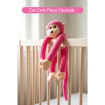 Elleri Yapışan Oyun Ve Uyku Arkadaşı Peluş Maymun Fuşya Fuşya