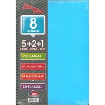 Sımplus A4 5+2+1 200 Yp Plastik Kapak Ayraçlı Buz Mavi