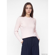 Lcw Modest Pembe Saç Örgüsü Desenli Kadın Triko Kazak
