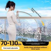 Kosona Ev İçin Yüksek Kat Pencere Temizleyici - Çift Taraflı Silecekli, Yüksek Kat Pencereler İçin Pratik Cam Temizleme Aleti Gri Beyaz Diğer