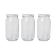 3 Adet 1000 Ml Metal Beyaz Konserve Kapaklı Şeffaf Paşabahçe Menemen Turşuluk Cam Kavanoz Diğer