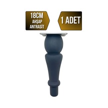 Tombul Torna Ahşap Ayak Mobilya Masa Ve Dolap Ayağı Antrasit Kayın / Gürgen 1 Adet