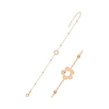 Gümüş Rose Top Top Zincirli Çiçek Bileklik