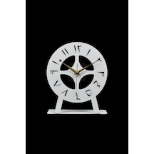 Arabic Model Metal Lazer Kesim Akar Sessiz Mekanizmalı Masa Saati Beyaz