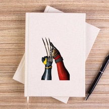 Deadpool Wolverine Poster Çizgisiz Kanvas Defter Krem