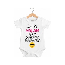 Babylimon Hala Iyi Ki Halam Var Sayesinde Havam Var %100 Pamuklu Baskılı Zıbın Body Beyaz - 936542308 Beyaz