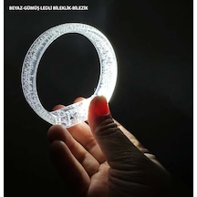 Beyaz-gümüş Led Işıklı Baskı Yapılabilen Pilli Bileklik Bilezik 1,5 Cm Genişlik Bx40 +0