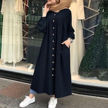 Barbora Keten Günlük Yazlık Tasarım Gömlek Kadın Elbise Büzgülü Ln351syh 001