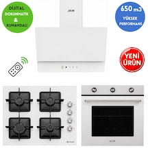 Eminçelik Ve AFM Tech Bueno Turbolu 12 226 - FM7601 - FM3401W Beyaz Cam Ankastre Set