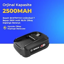 Bosch Bcs71hyg3 Unlimited 7 Beyaz 2500 Mah 18.0v Dikey Süpürge Batarya