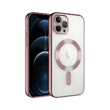 Kilifone - Apple Uyumlu iPhone 12 Pro Max - Kılıf Kamera Korumalı Kablosuz Şarj Destekli Demre Kapak - Rose Gold