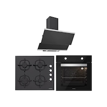 Silverline BO6501B01 - CS5343B01 - 3420 Classy 60 Siyah Cam Ankastre Set