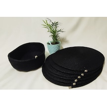 Kordon İpten Oval 6lı Supla Takımı Ve Ekmeklik Siyah