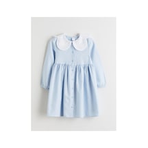 LC Waikiki Alıta Cıty Farkıyla Lcw Kids Mavi Gabardin Nakışlı Kız Çocuk Elbise Mavi - 928242792 Mavi