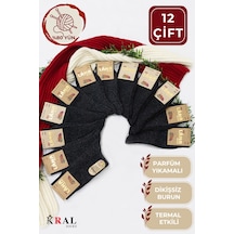 Kral Socks Çorap 12 Çift Kışlık Yün Çorap Lambswool Özel Kuzu Yünlü Kadınlar Için Termal Özellikli Siyah