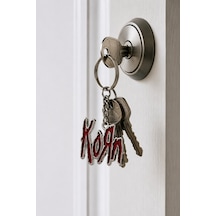 Korn Logo Metal Anahtarlık Kırmızı Emaye Detaylı Rock Müzik Temalı Anahtarlık