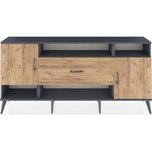Arges Konsol 5 Raflı Tek Çekmeceli 2 Kapaklı 176x30x83 Antrasit-çam/çam Çam/çam