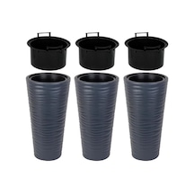 Omnipazar So-kvt3 Kumsal Vazo Saksı Takımı 128 Litre Antrasit 3 Adet