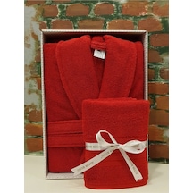 Özdilek Trendy Şalyaka Bornoz + Baş Havlusu Kırmızı L Beden Kırmızı