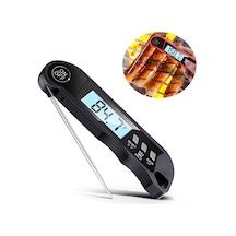 Vkemall Dijital Gıda Sıcaklık Ölçer, Çelik Iğne, -50 C/+300 C Aralığı, Katlanabilir Kablolu, Ev/sişme Mutfak Uygulaması, Siyah