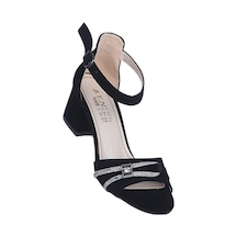Ayakcenter Byn Ayışığı By22 Siyah Süet Kadın 6cm Topuklu Sandalet Sıyah