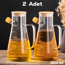 Porsima 401275 2 Li Bambu Kapak Borosilikat Ölçekli Cam Yağlık