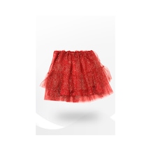 Kız Çocuk Tül Yaldızlı Içi Astarlı Etek Kırmızı