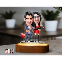 Bk Gift Kişiye Özel Sevgili Karikatürlü Dekoratif 3d Biblo Led Işıklı Gece Lambası-1, Düğün Hediyesi, Yıl Dönümü Hediyesi Kobitmeyen138276 Bk Gift