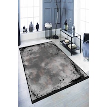 Antrasit Modern Kaymaz Taban Makinede Yıkanabilir Halı Ar303n11