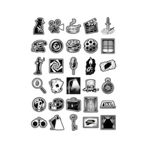 30 Adet Siyah Beyaz Retro Sinema Sticker Seti - Laptop Defter Telefon İçin