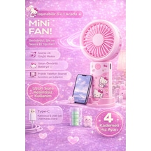 Hello Kitty Mini El Fanı Usb Şarjlı 4 Kademeli Taşınabilir Masaüstü Fan Telefon Standlı Hello Kitty Mini El Fanı Usb Şarjlı 4 Kademeli Taşınabilir Masaüstü Fan Telefon Standlı