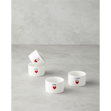 Lovely Stoneware 4'lü Çerezlik 6,5 Cm Kırmızı