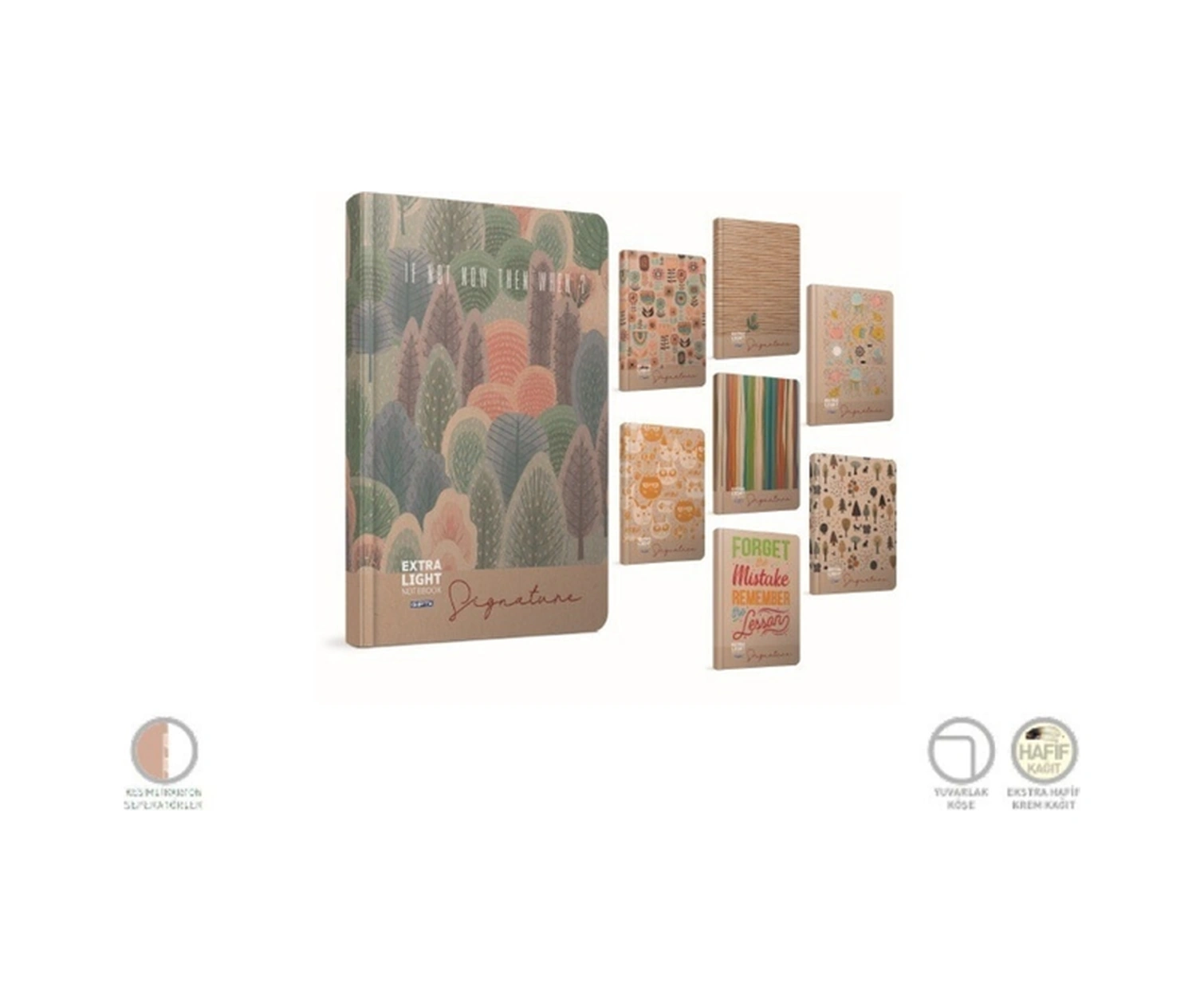 Signature Ip Dikişli Sert Kapak Not Defteri 17x24cm 160 Yaprak Çizgisiz 2 Li Paket 5538 Karışık