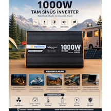 1000w Tam Sinüs İnverter 12v Ac Çevirici Sessiz Fanlı, Usb Çıkışlı, Araç Karavan Tekne Solar Uyumlu Güç İ