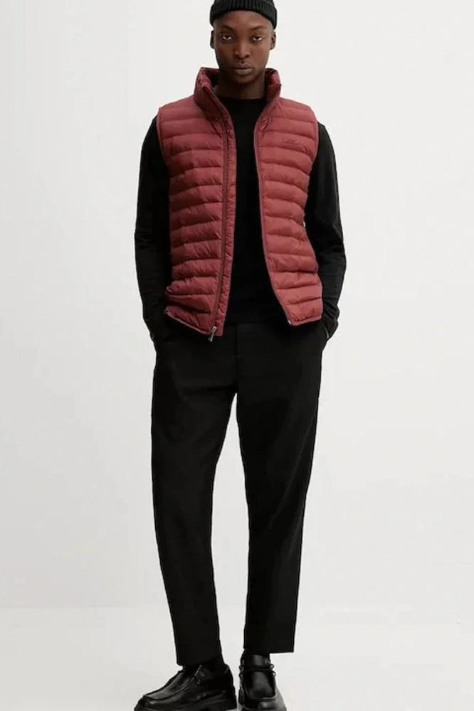 Calvin Klein Erkek Kolsuz Hafif Naylon Şişme Kırmızı Yelek Lv04lc509g-vfk Kahverengi